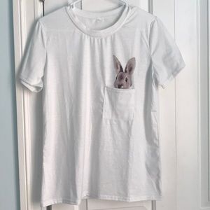 *Unique Tee* Bunny in the pocket white tee